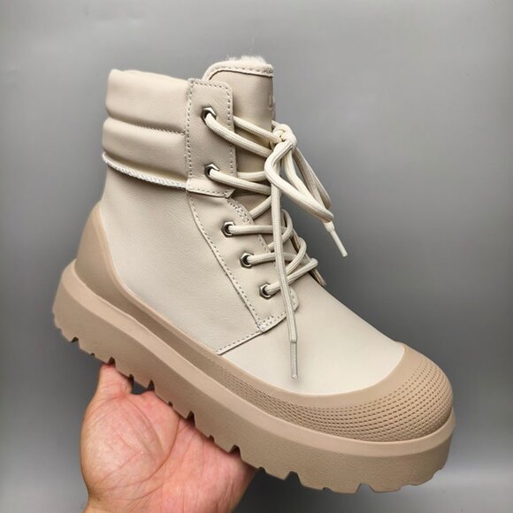 UGG Cream White Womens Thick-Sole Martin Boots - Picture 7 of 7